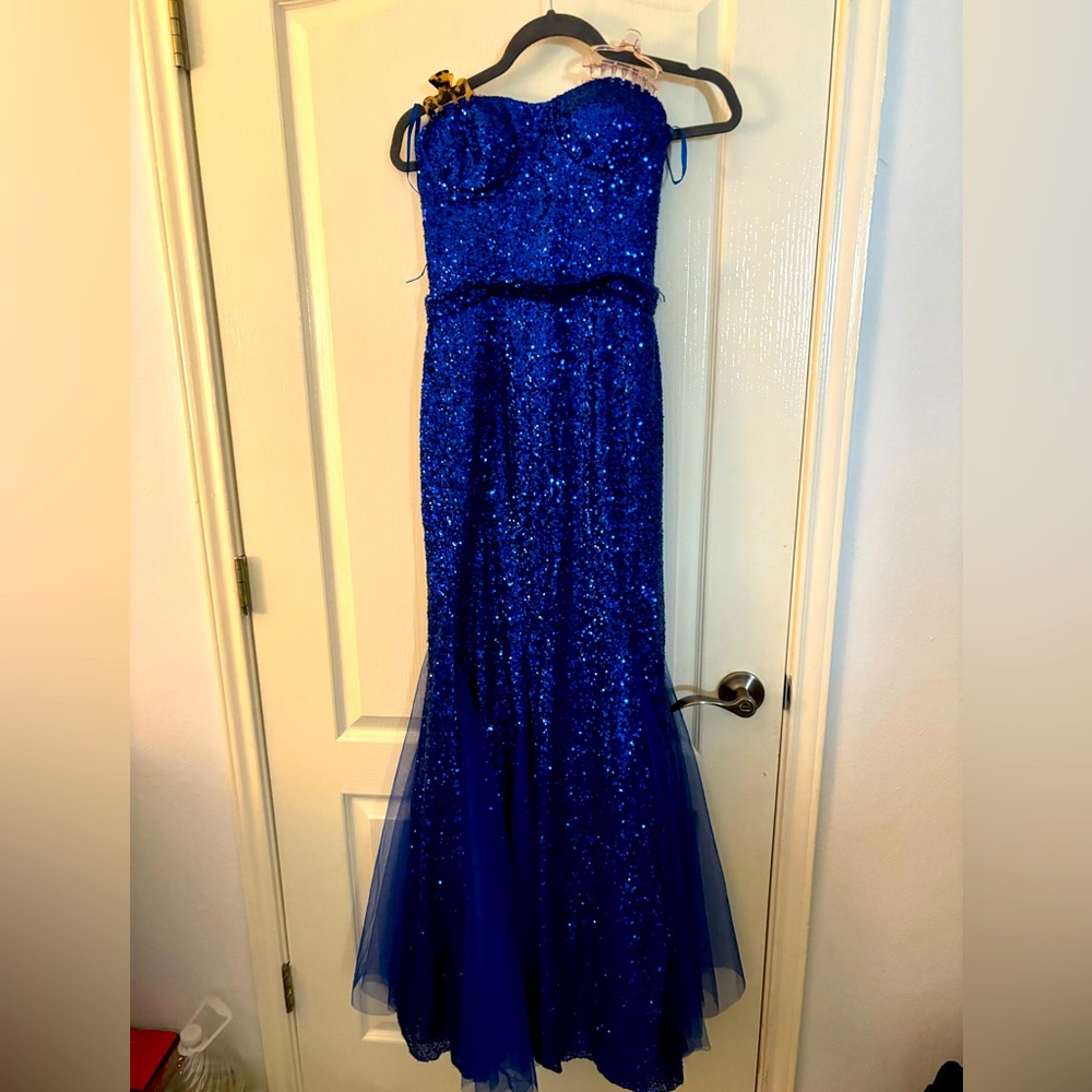Jovani blue dress with sequin
